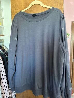 Torrid Gray Crewneck with Eyelet Sleeve